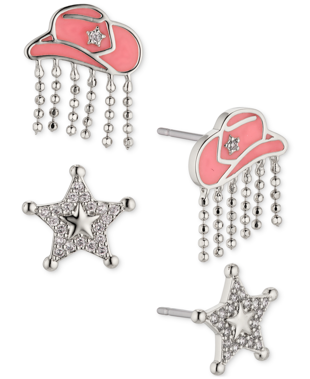 by Nadri 2-Pc. Set Pave Cowboy Hat & Sheriff Star Stud Earrings - Gold