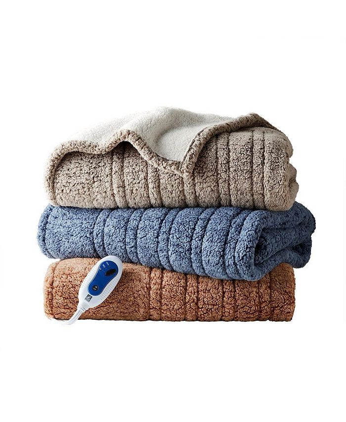 Gracie Mills Mckinley Solid Heated Sherpa Throw Macy's