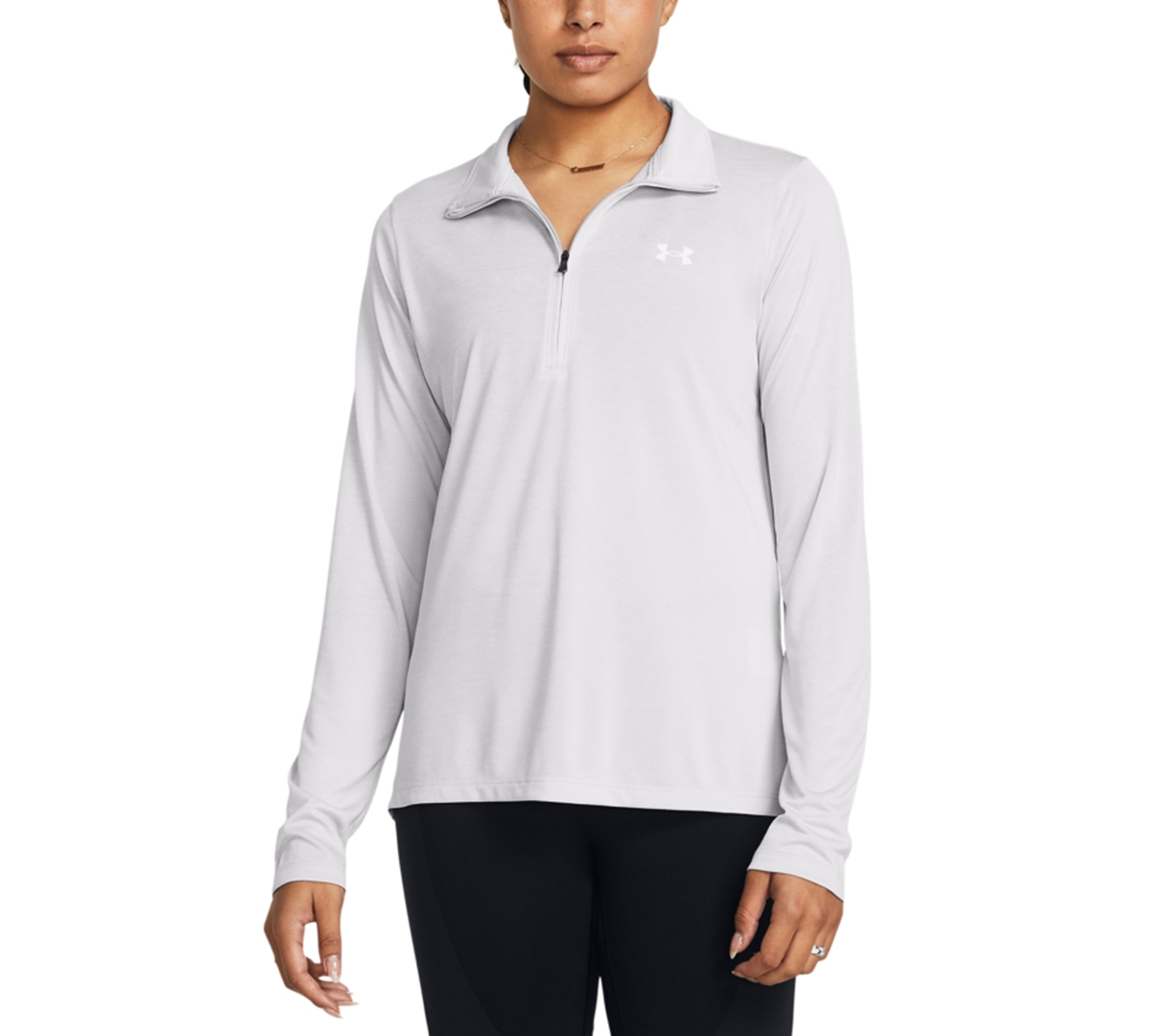Under Armour Women's Twist Tech Quarter-Zip Logo Top - Halo Gray, White