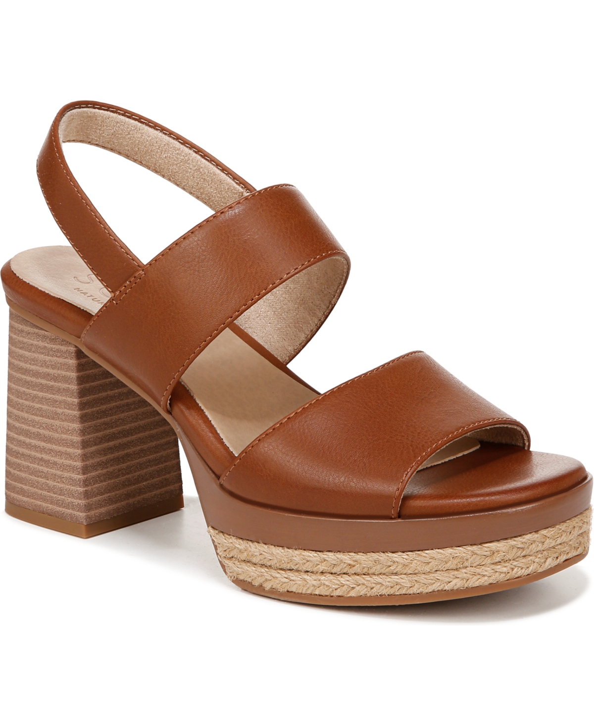 Holly Platform Sandals - Mid Brown Faux Leather