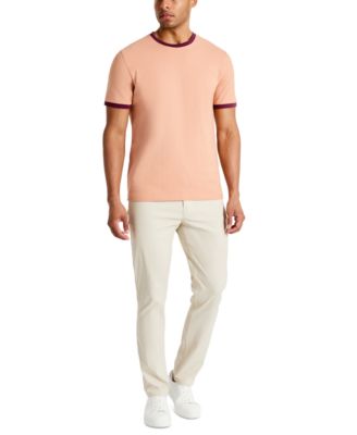 Men's Contrast-Trim Textured Short Sleeve T-Shirt