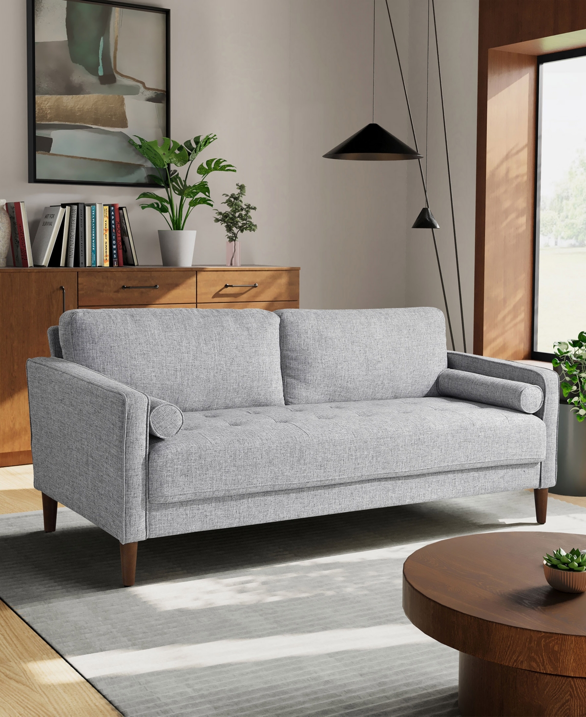 Shop Lifestyle Solutions 75.6" W Polyester Lillith Sofa With Track Arms In Light Gray