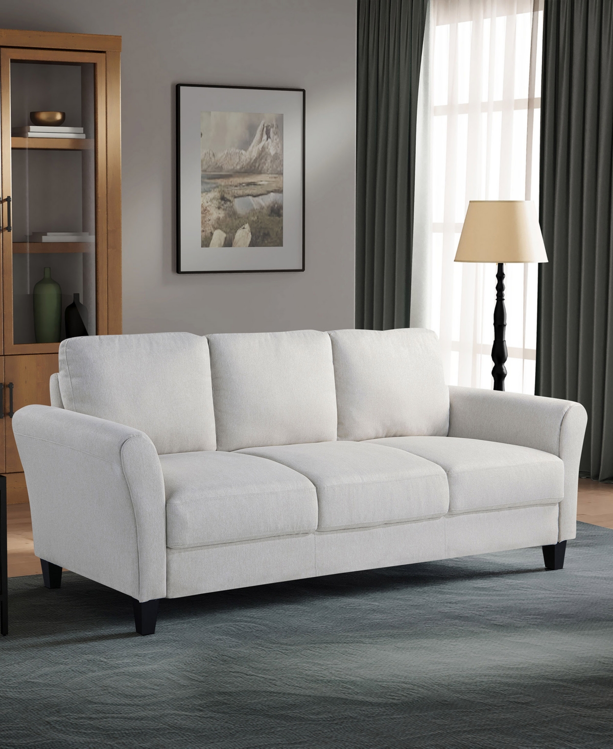 Shop Lifestyle Solutions 80.3" W Microfiber Wilshire Sofa With Rolled Arms In Oyster