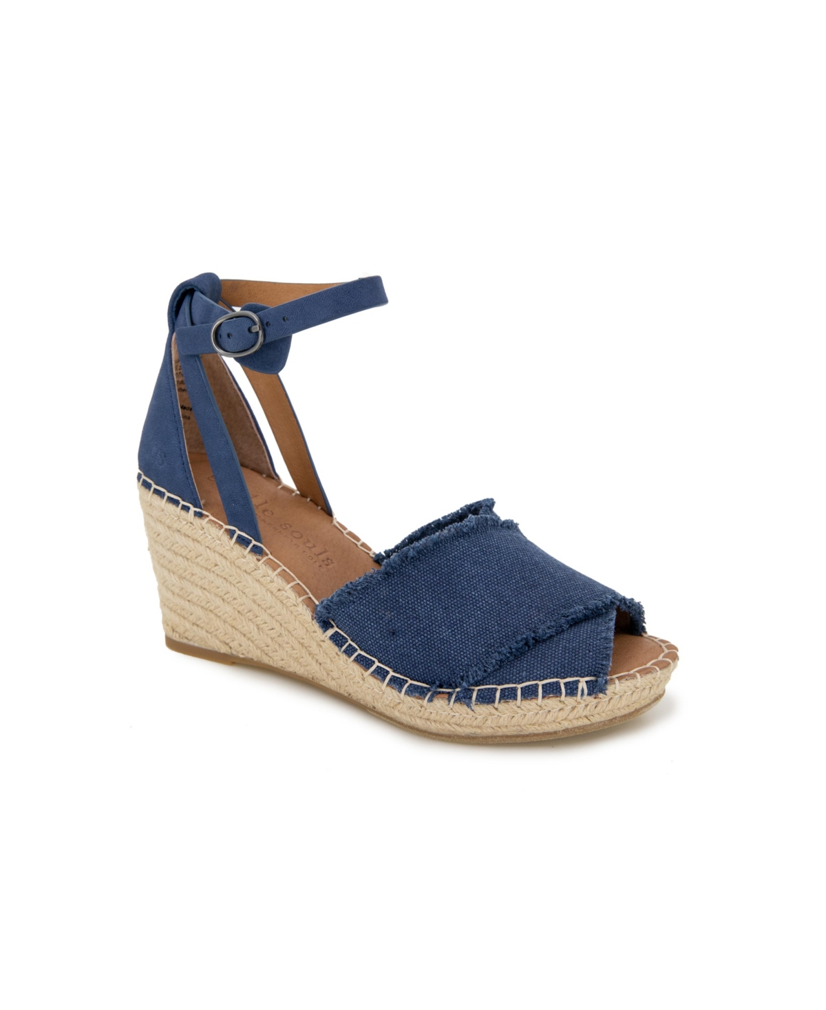 Gentle Souls Women's Charli X Band Buckle Sandals - Navy Canvas- Cotton