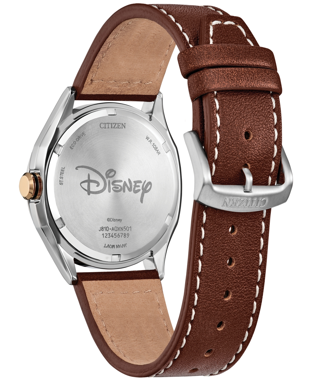 Shop Citizen Eco-drive Men's Disney Mickey Mouse Explorer Brown Leather Strap Watch 41mm In No Color