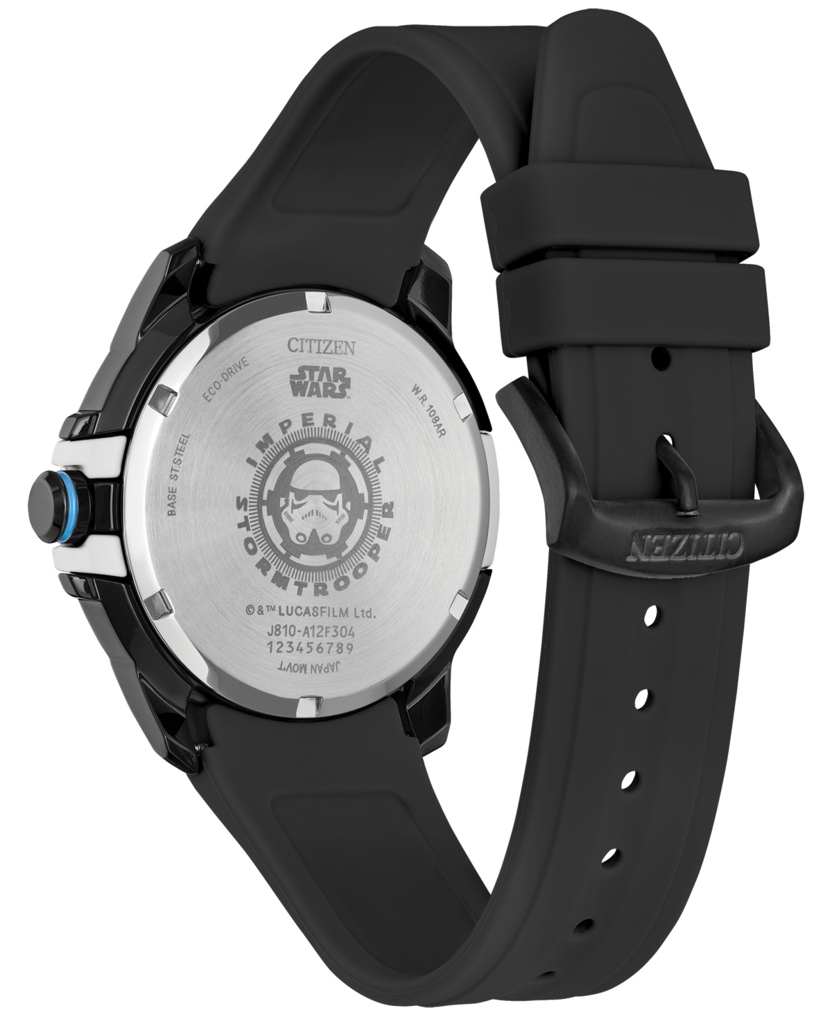 Citizen Eco-drive Men's Star Wars Imperial Stormtrooper Black Perforated Polyurethane Strap Watch 44mm In No Color