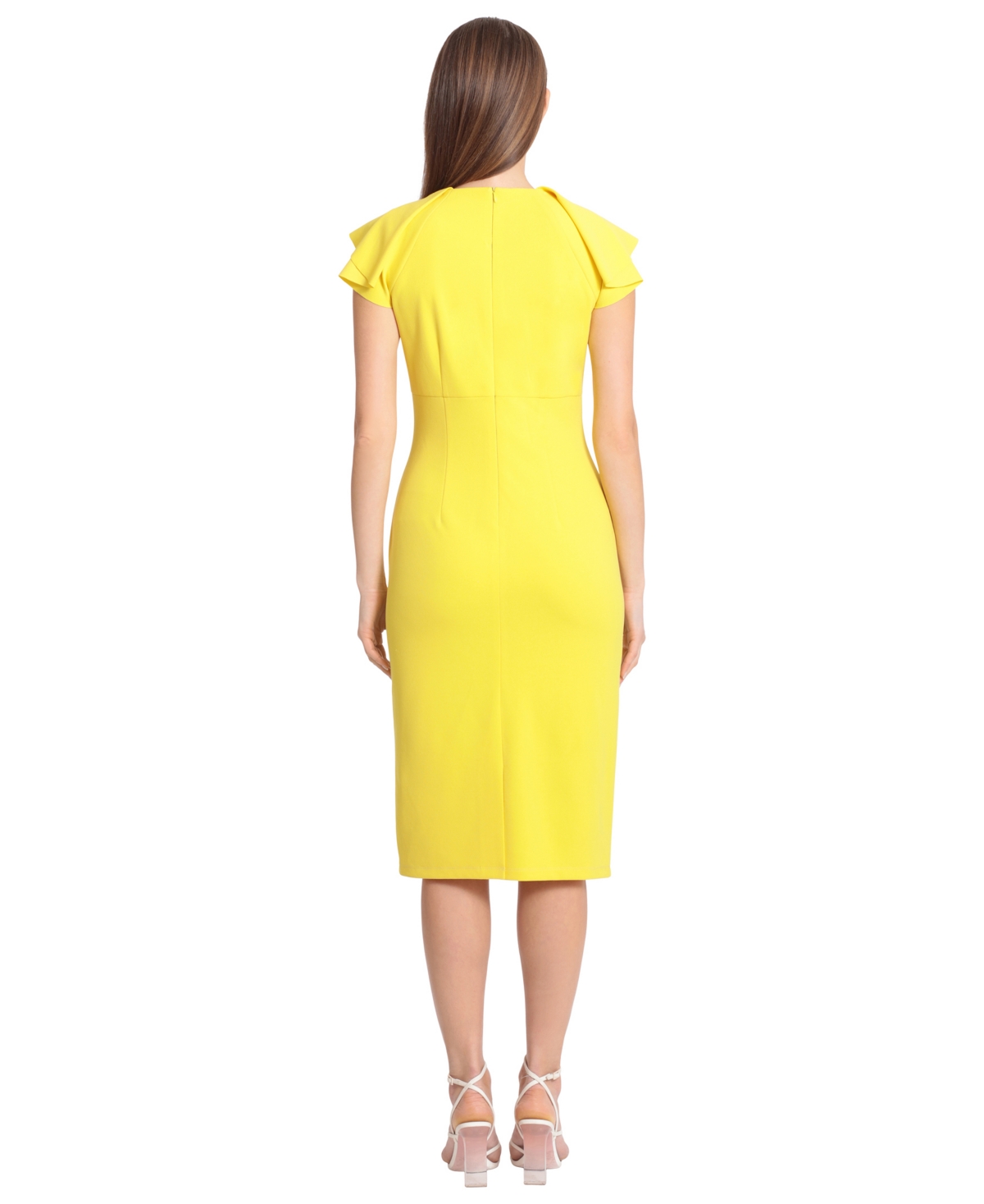 Shop Maggy London Women's Pleated-sleeve Empire Midi Dress In Empire Yellow