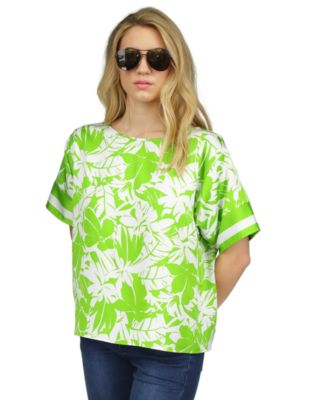 Michael Kors - Women's Palm Border-Print Short Sleeve Blouse