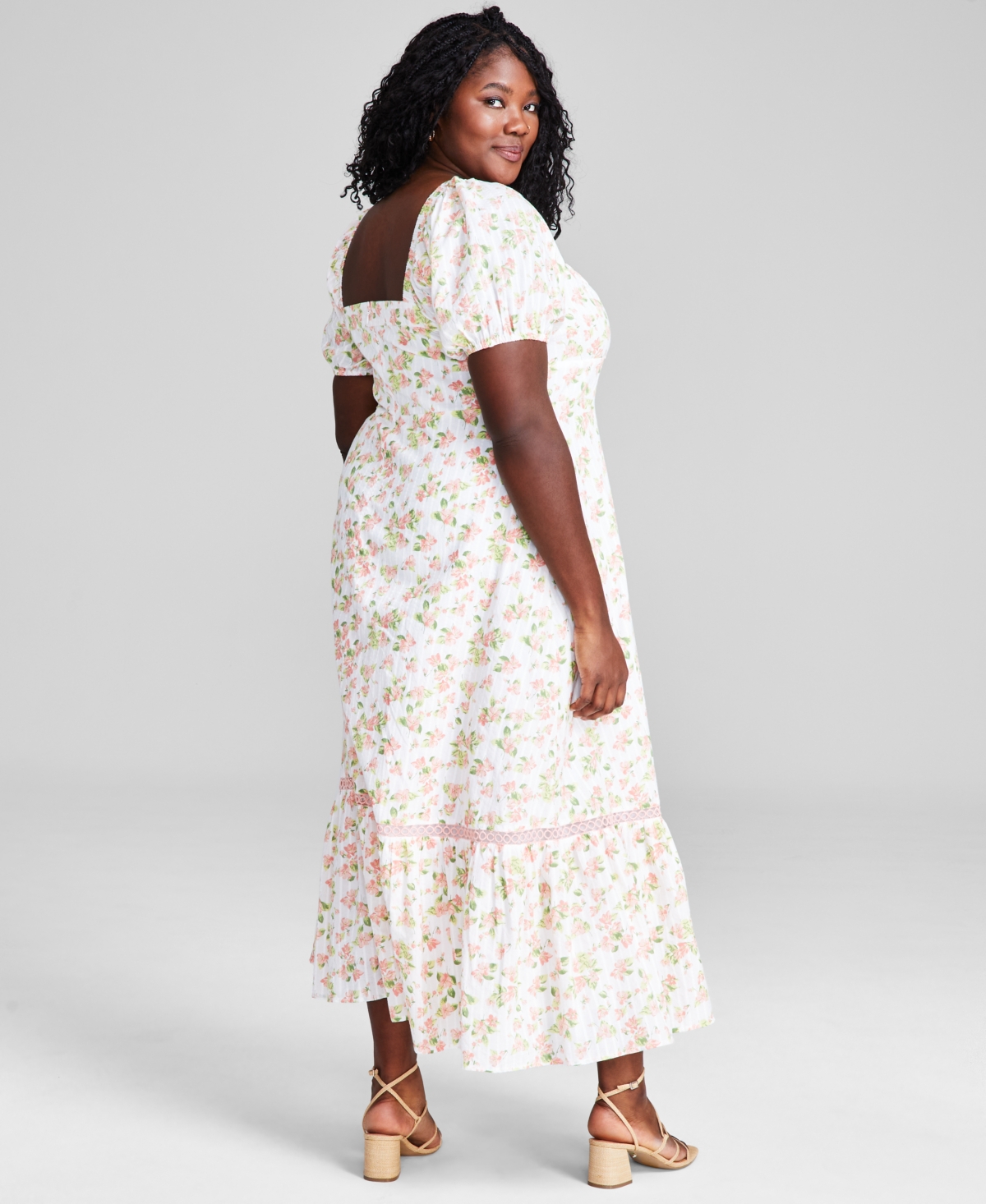 And Now This Trendy Plus Size Puff-Sleeve Floral Maxi Dress, Created for Macy's