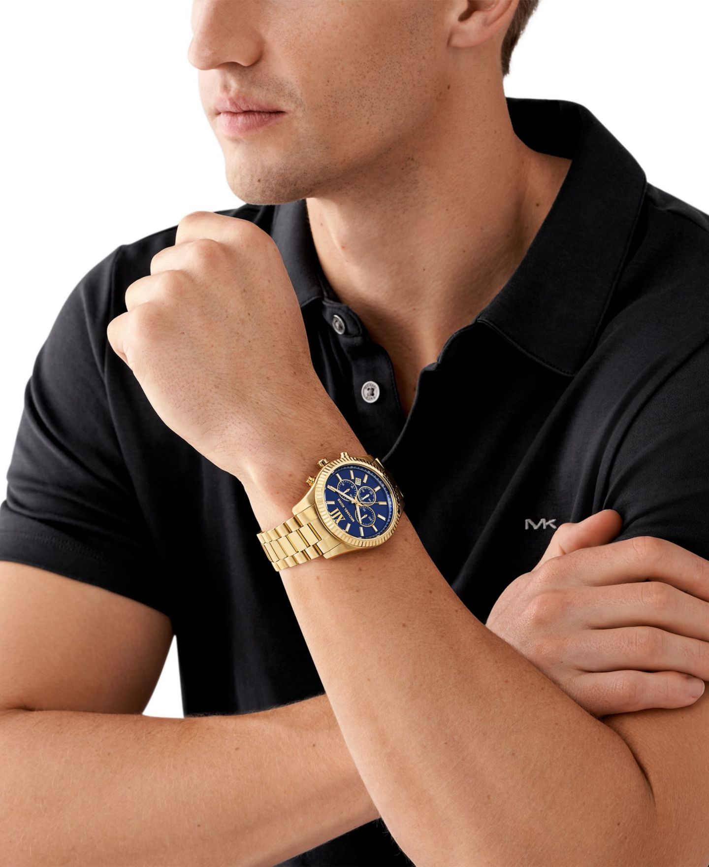Мужские часы Michael Kors Lexington Chronograph Gold-Tone Stainless Steel Watch 44mm — фото 5