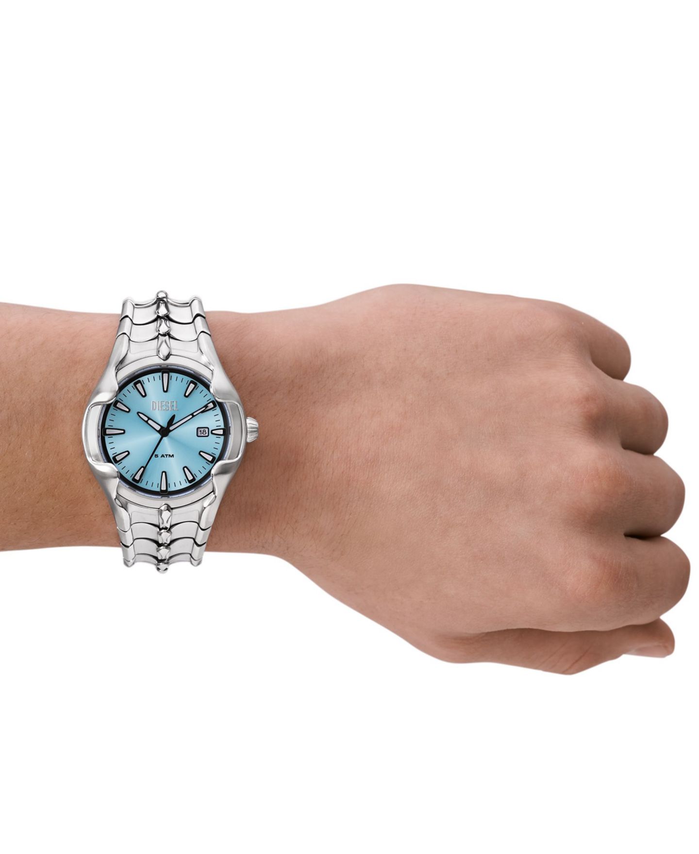 Мужские часы Diesel Vert Three Hand Date Silver-Tone Stainless Steel Watch 44mm — фото 6