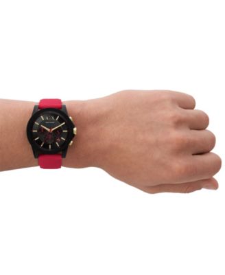 A|X Armani Exchange Men's Outerbanks Chronograph Red Silicone