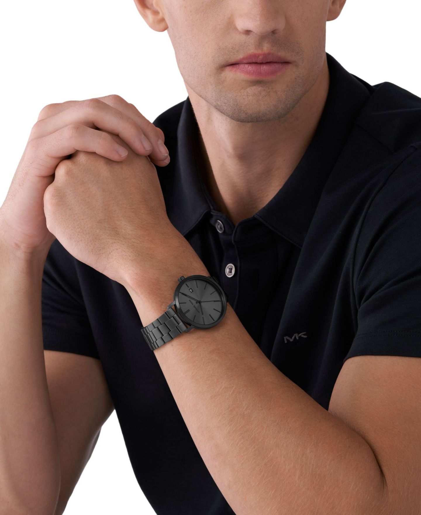 Мужские часы Michael Kors Blake Three-Hand Date Black Stainless Steel Watch 42mm — фото 3