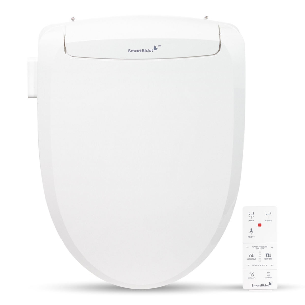 Sb-100R Electric Bidet Toilet Seat for Elongated Toilets with Remote Control and Stainless Steel Nozzle, White - White