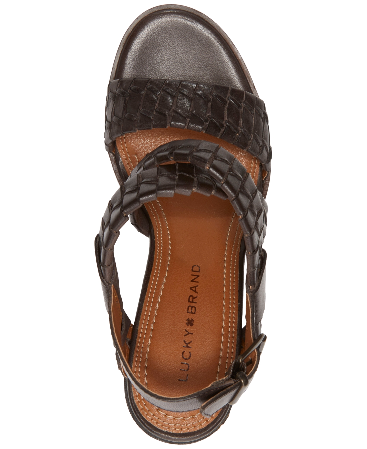 Shop Lucky Brand Women's Dabene Woven Strappy Slingback Block-heel Sandals In Latte Leather