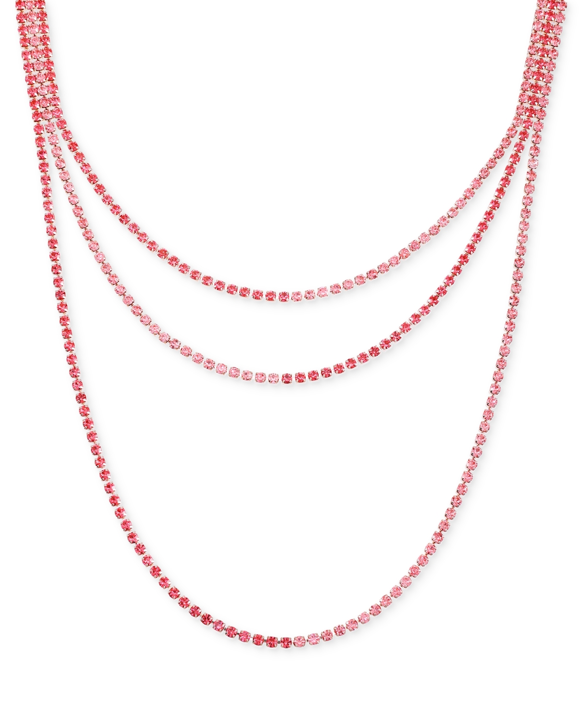 Guess Rhinestone Layered Tennis Necklace, 16" + 2" Extender In Rose,rose Gold