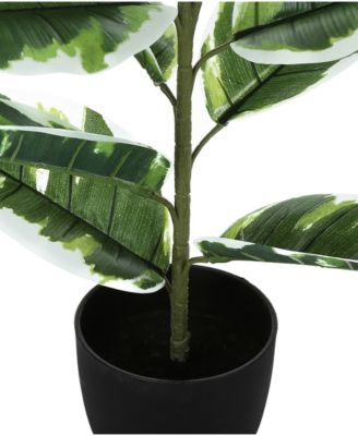 27" Indoor Artificial Rubber Plant with Decorative Black Pot