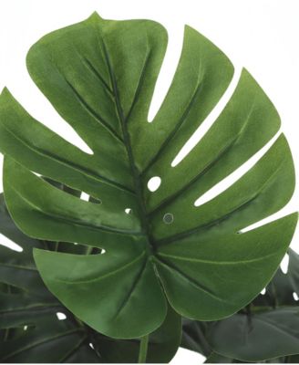 24" Indoor Artificial Monstera Plant with Decorative Black Pot