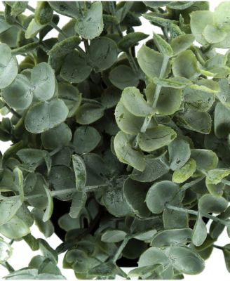 11" Indoor Artificial Eucalyptus Grass Plants with Decorative Black Pots, Set Of 2