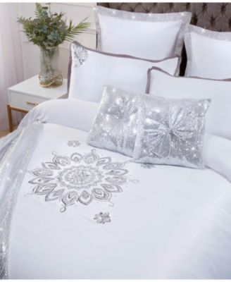 Grace Sequin Embellished 3 Piece Duvet Cover Set With Matching Pillow Cases, King