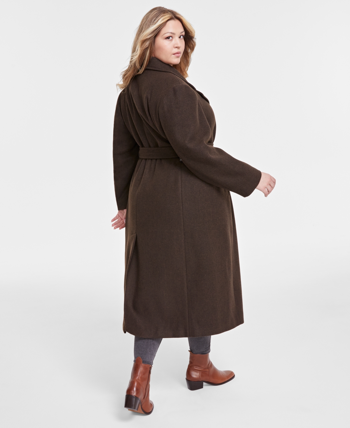 Dkny Plus Size Notched-Collar Double-Breasted Wrap Coat