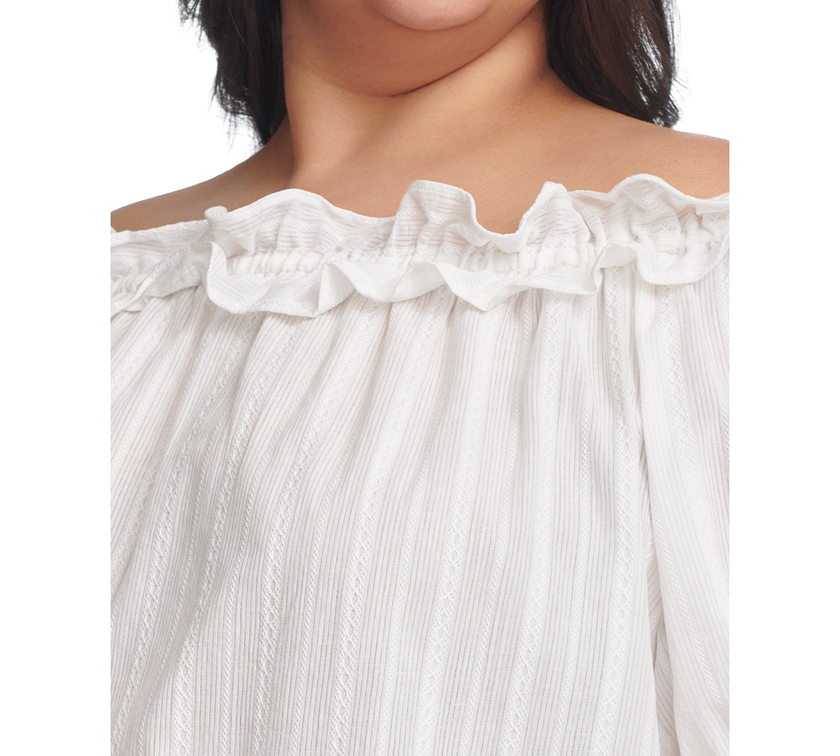 Tommy Hilfiger Plus Size Cotton Off-the-shoulder Top In Bright White