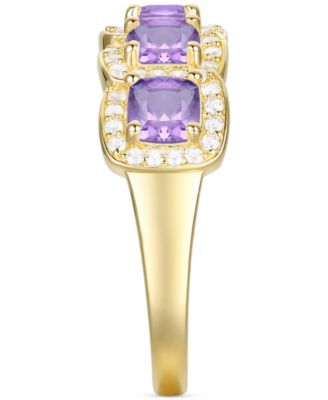 Amethyst (1-1/4 ct. t.w.) & Lab-Grown White Sapphire (1/3 ct. t.w.) Ring in 14k Gold-Plated Sterling Silver (Also in Citrine & Lab-Grown Opal)
