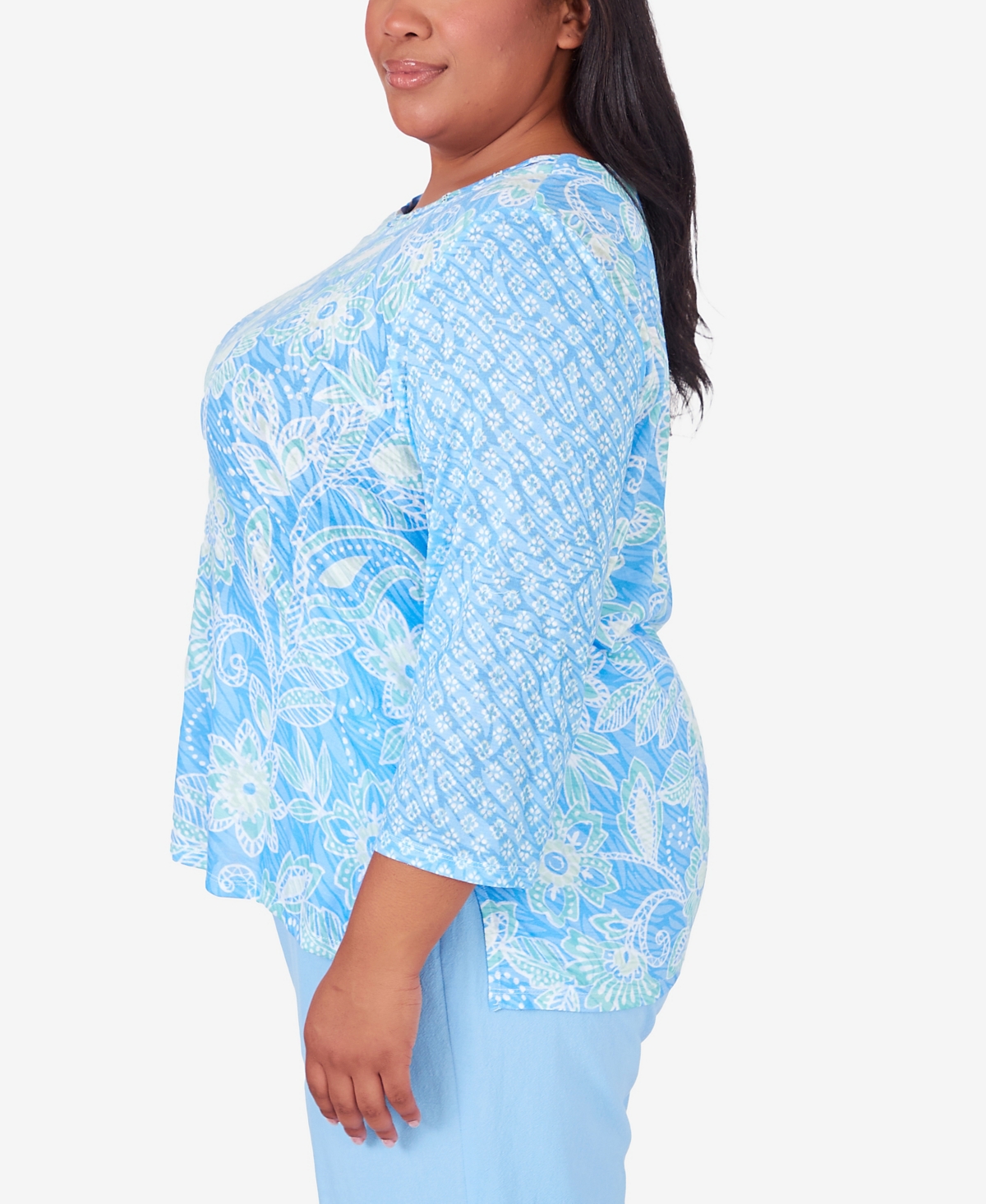 Alfred Dunner Plus Size Hyannisport Crew Neck Floral Top
