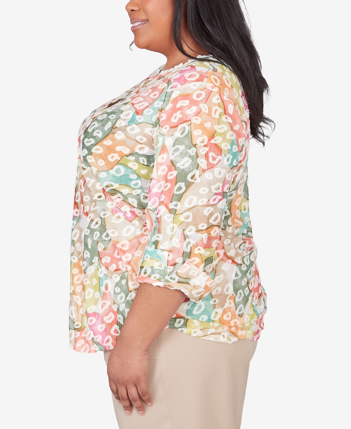 Alfred Dunner Plus Size Tuscan Sunset V-Neck Abstract Animal Print Top