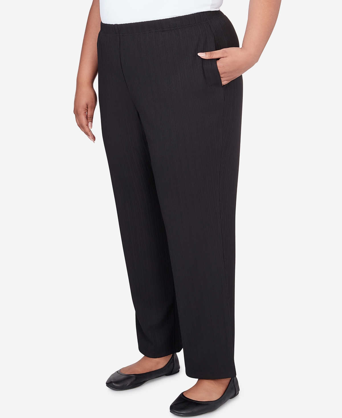 Alfred Dunner Plus Size Opposites Attract RibbedPant - Black