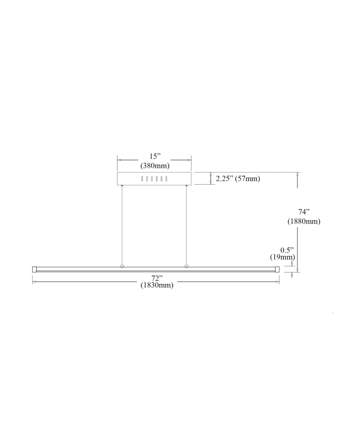 Dainolite 0.75" Metal Array 56w Led Horizontal Pendant With Acrylic Diffuser In Matte Black,white