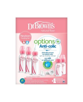 Dr. Brown's 17 Piece Anti-Colic Options+ Baby Bottle Newborn Feeding Set - Pink