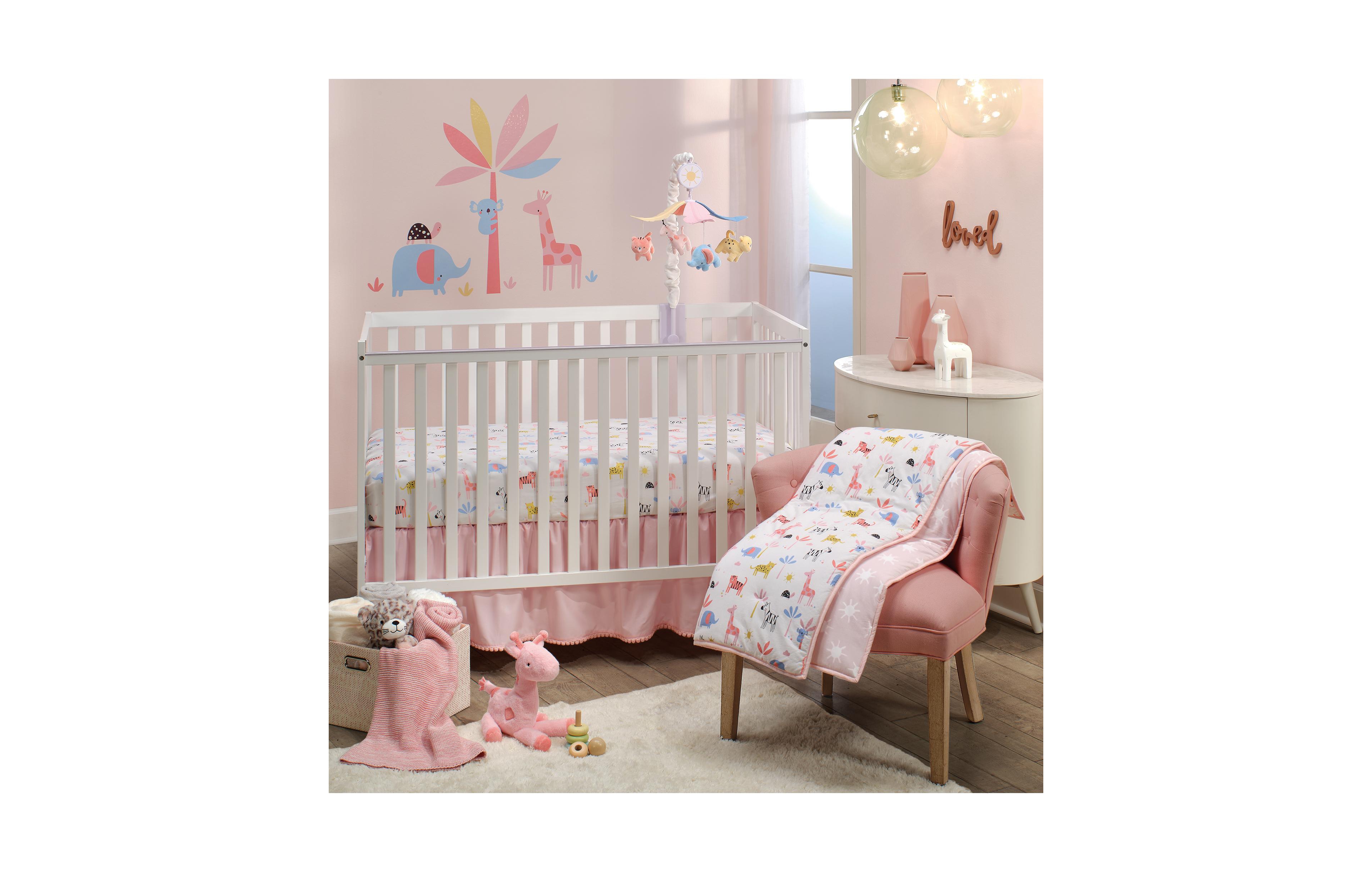 Lambs & Ivy Snuggle Jungle Pastel Safari Cotton Jersey 5-Piece Crib Bedding Set