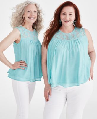 Women's Sleeveless Embroidered Lace Top