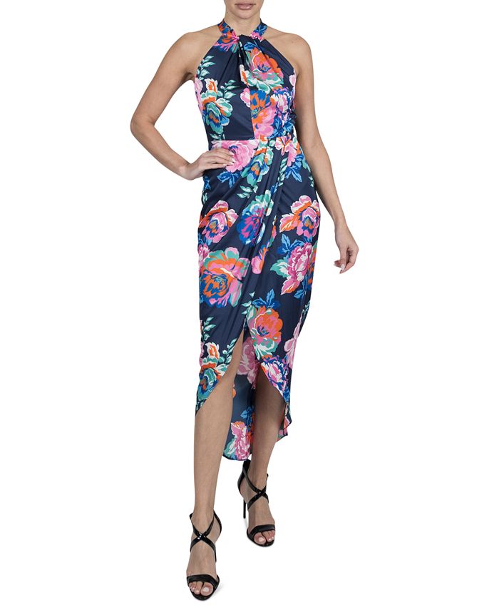 julia jordan Women's Floral-Print Halter-Neck Sleeveless Maxi Dress ...