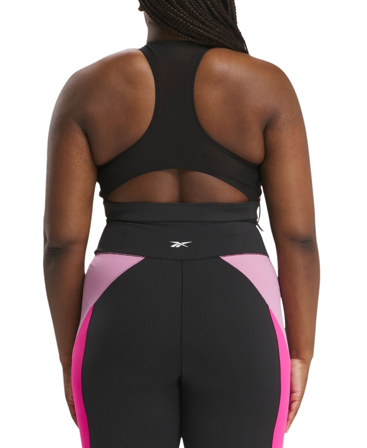 Reebok Plus Size Lux Colorblocked Racerback Sports Bra -Pink
