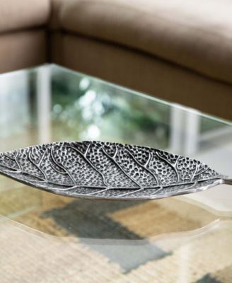 16in. Antique Leaf Decorative Accent Tray