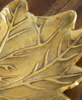 10in. Gold Tree of Life Leaf Decorative Accent Tray