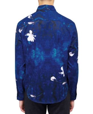 Society of Threads Мужская рубашка на пуговицах с цветочным принтом Society of Threads обычного покроя не подверженная глажению 15890₽