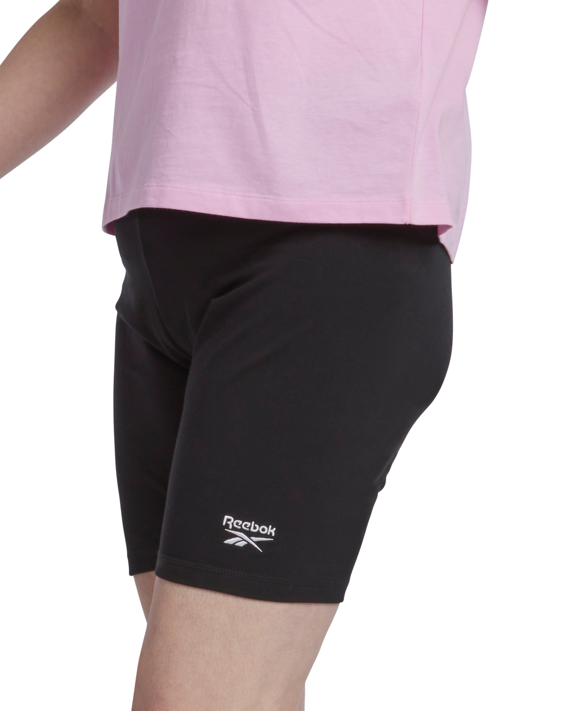 Shop Reebok Plus Size Identity Logo Bike Shorts In Black