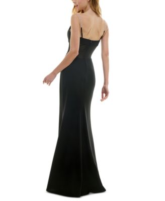 Juniors' V-Neck Corset Sleeveless Gown  