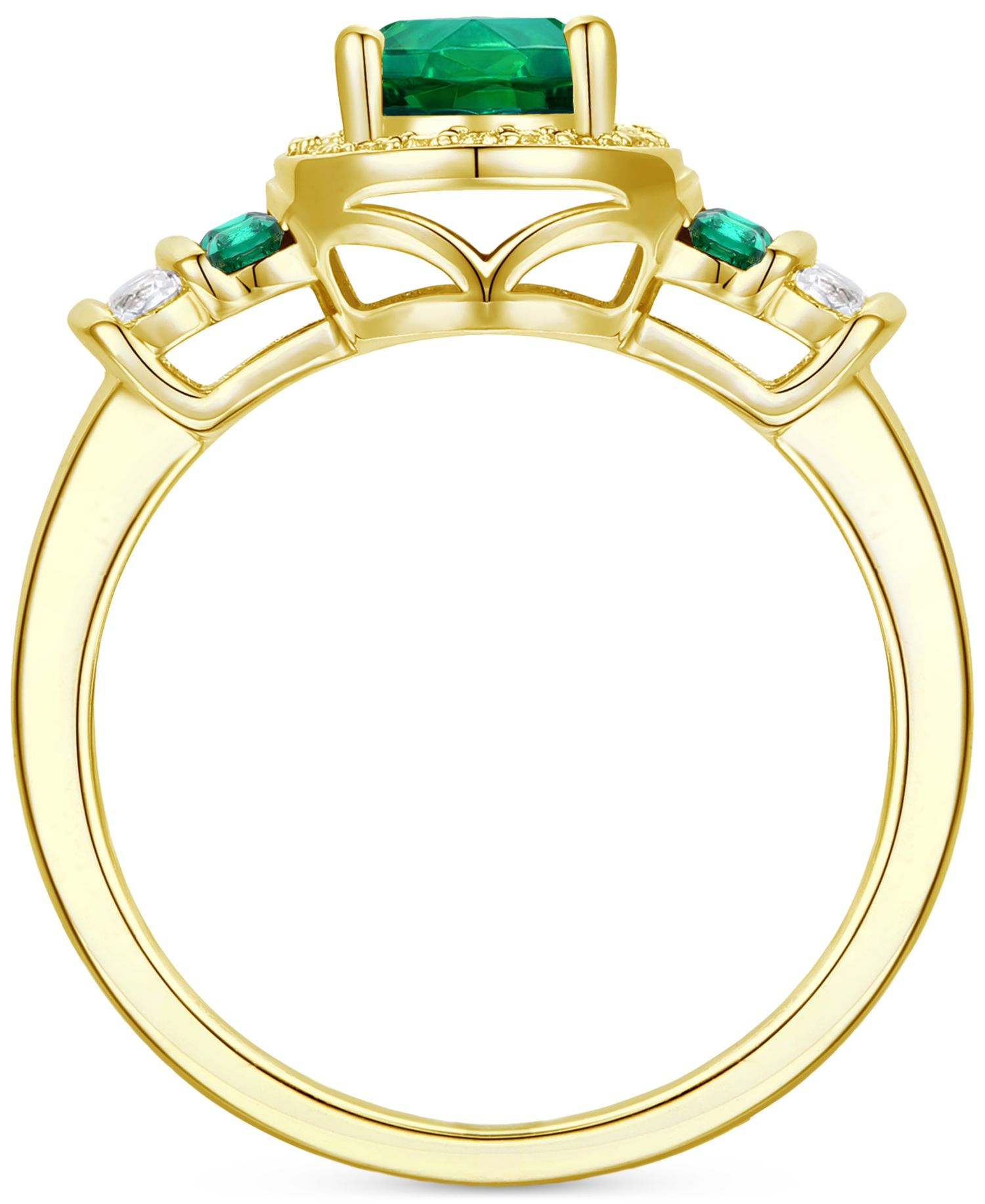 Lab-Grown Emerald (1-1/6 ct. t.w.) & Lab-Grown White Sapphire (1/4 ct. t.w.) Oval Halo Ring in 14k Gold-Plated Sterling Silver (Also in Additional Gemstones)