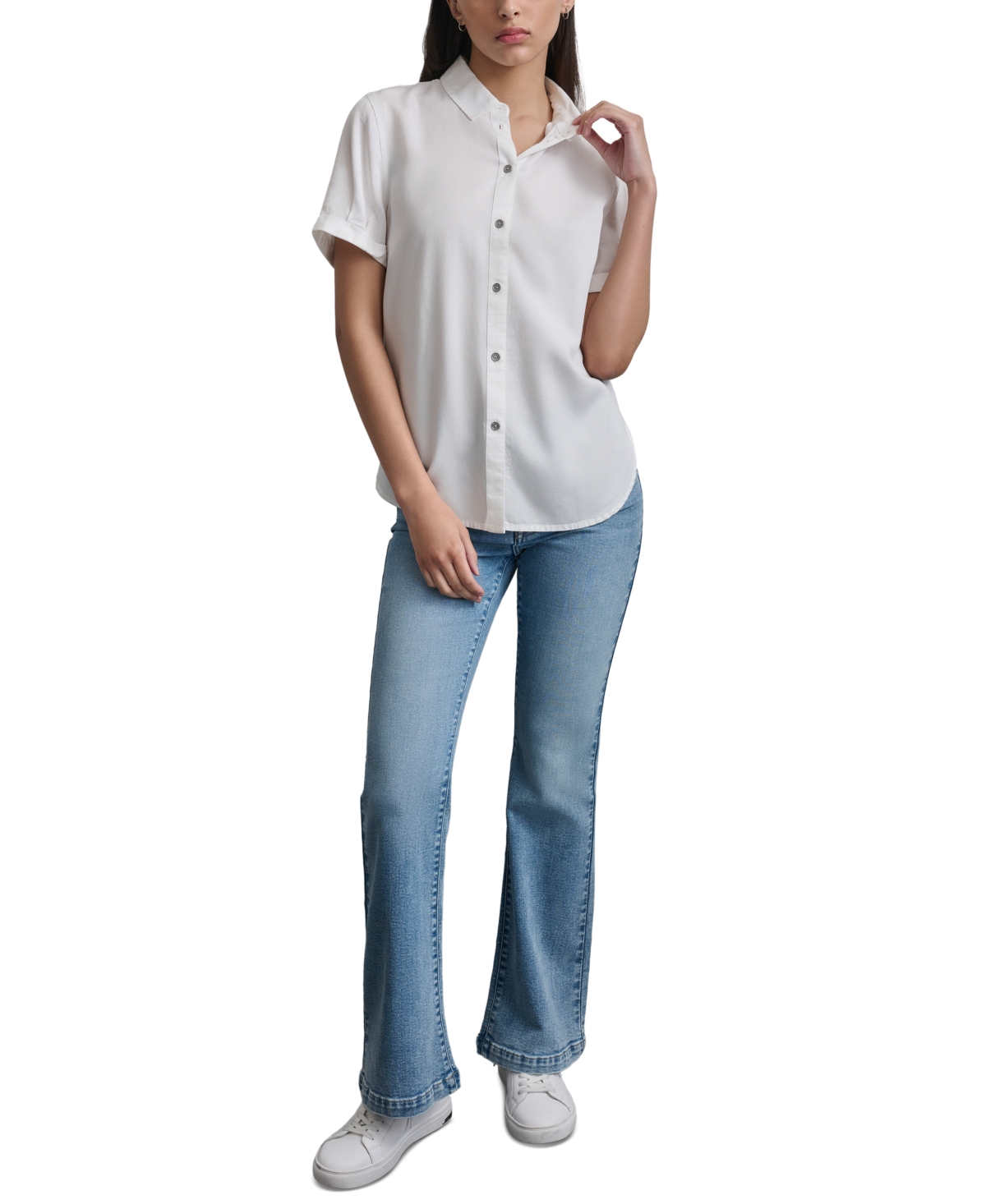 Dkny Jeans Women's Rolled-Sleeve Button-Up Shirt