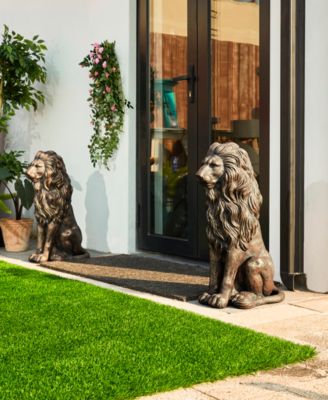 Oversized Bronze Sitting Lion Garden Statue