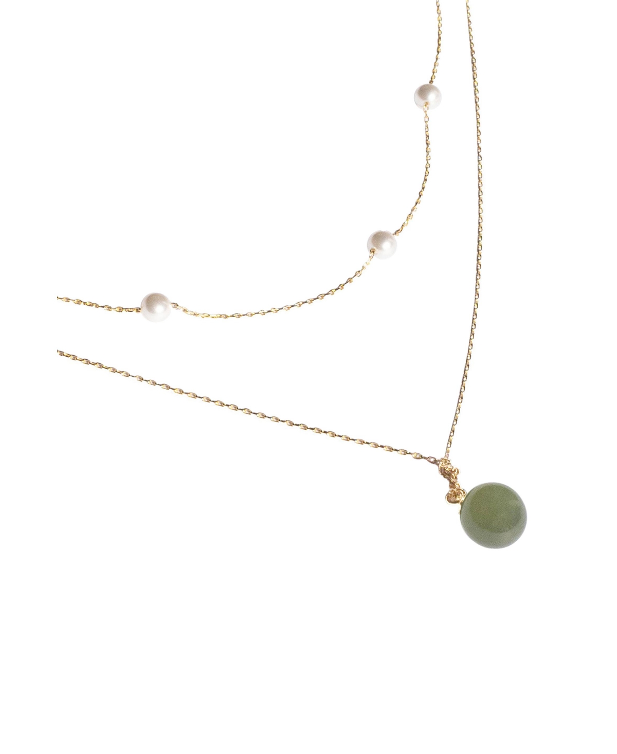 Emma - Pearl and jade layered necklace - Green