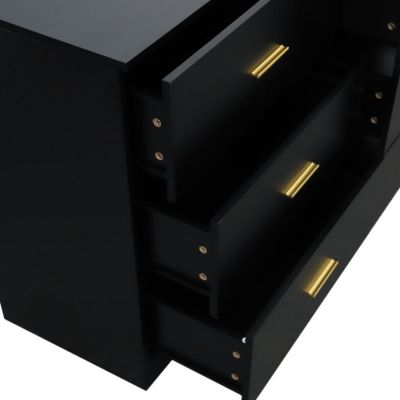 Streamdale Modern Black 6-Drawer Dresser, Amplified Storage