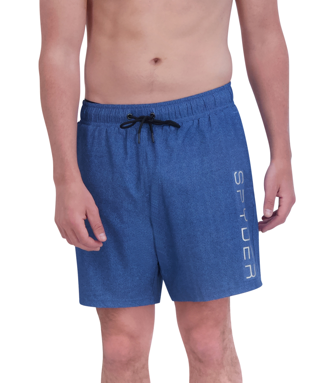 Shop Spyder Men's Stretch Twill-print 7" Swim Trunks With Compression Liner In Abyss