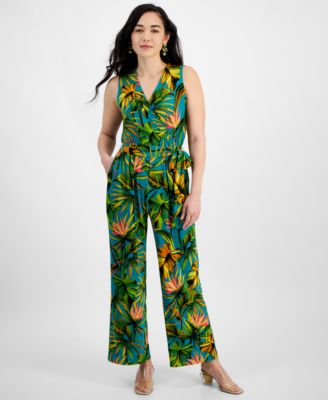 I.N.C. International Concepts Petite Printed Tie Waist Sleeveless Jumpsuit Created for Macy s Macy s