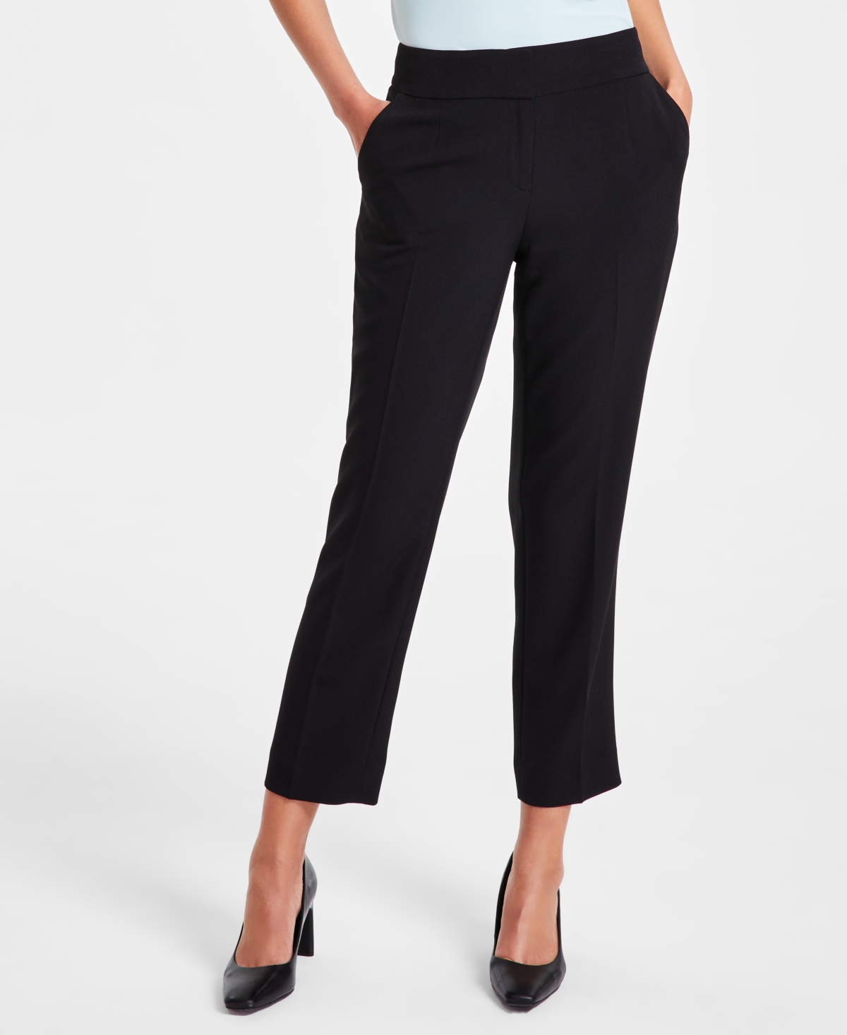 Women's Cropped Mid Rise Pants - Black