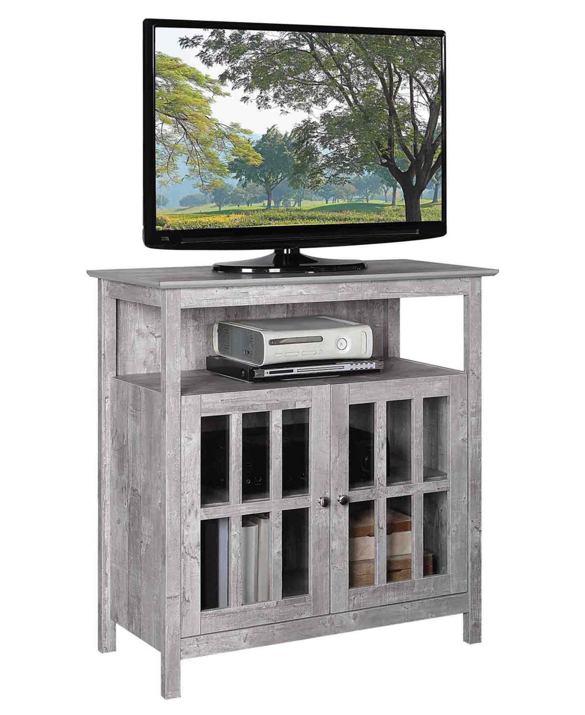 Shop Convenience Concepts 36" Big Sur Highboy Tv Stand With Storage Cabinets In Faux Birch